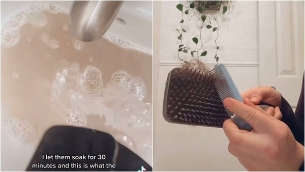 乾淨梳子泡水30分「洗出土石流」！超噁實測影片：全卡滿頭油黴菌